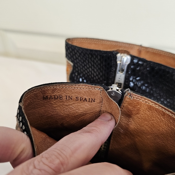 Free People RARE Snake Print Colorful Leather Heeled Boots Bohemian Distressed - Picture 8 of 9